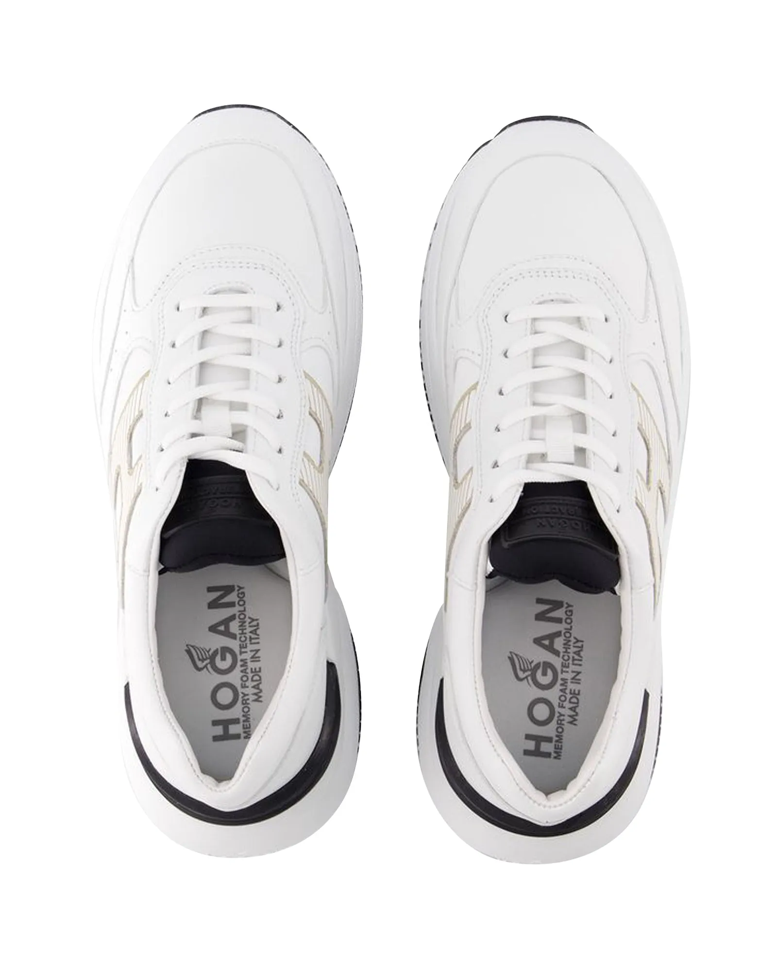 Interaction Allacciato H Laser Sneakers in White Canvas
