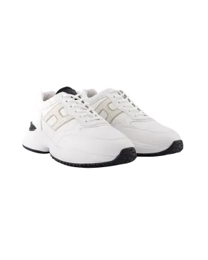 Interaction Allacciato H Laser Sneakers in White Canvas