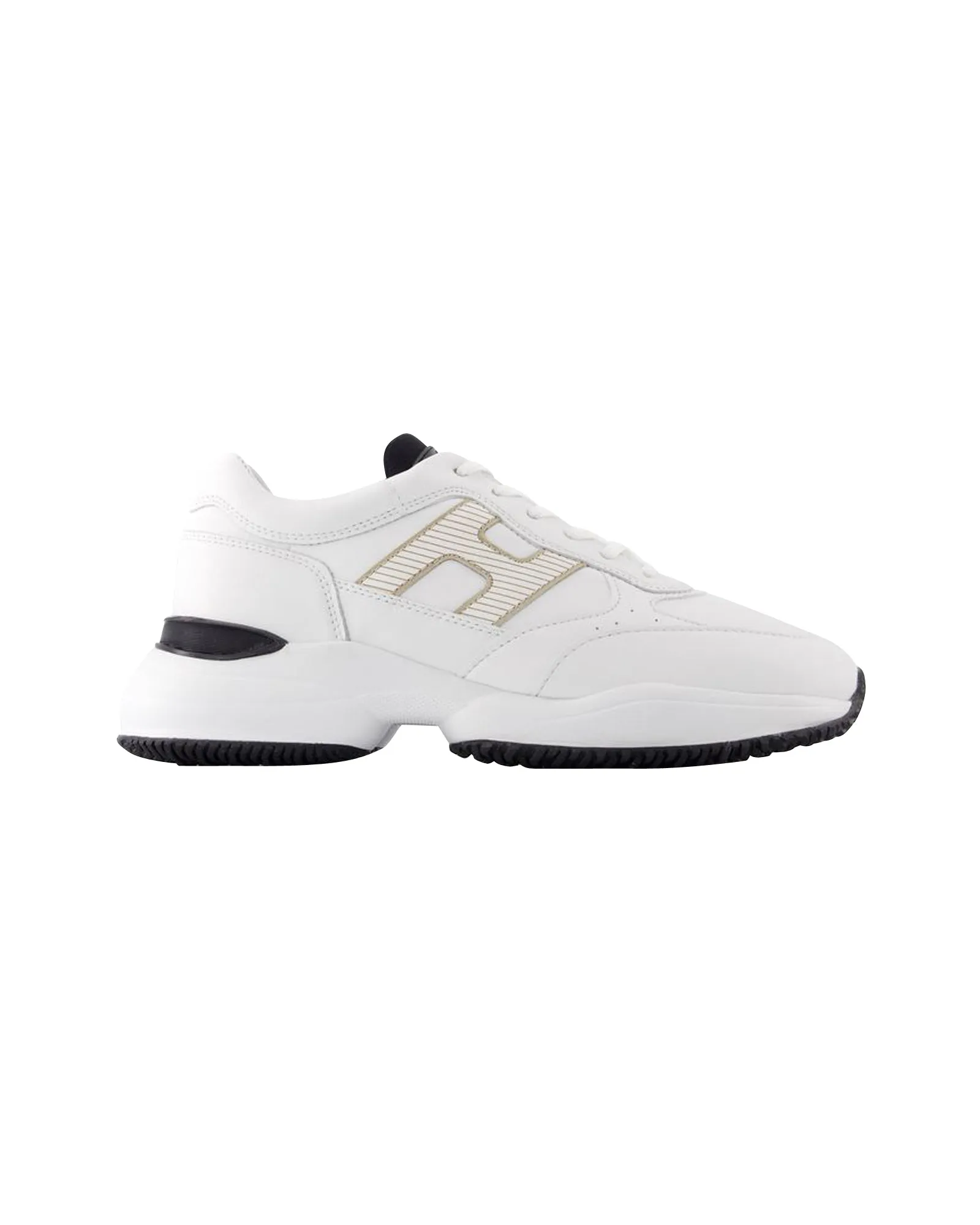 Interaction Allacciato H Laser Sneakers in White Canvas