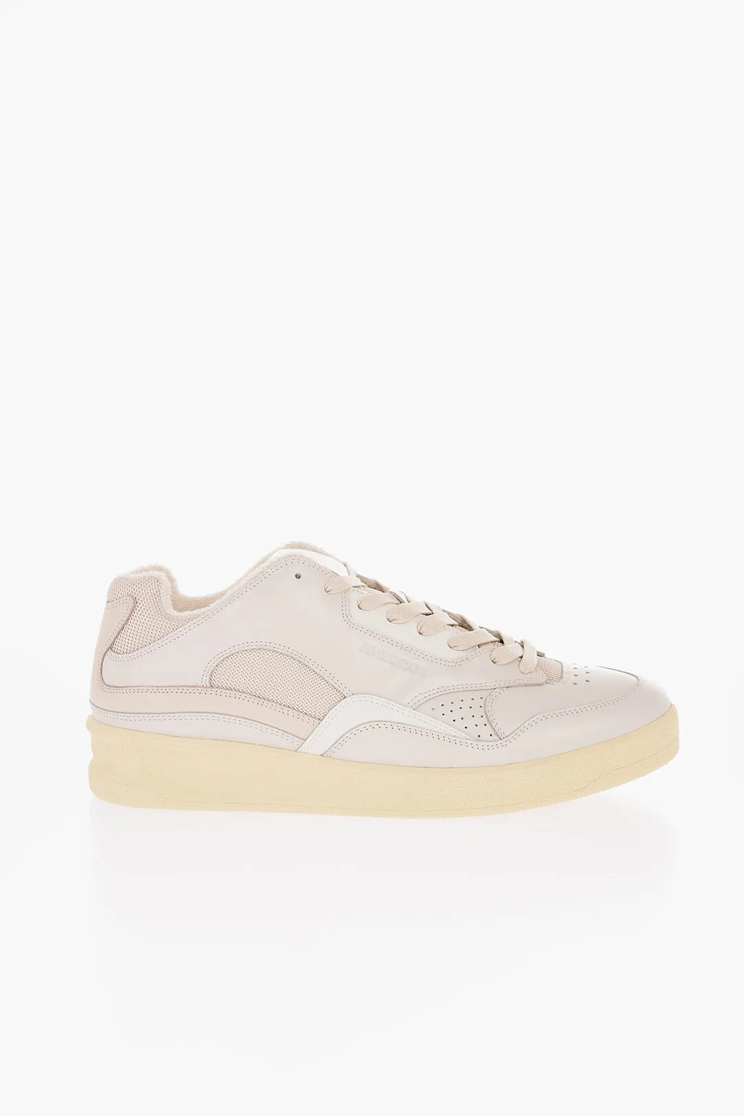 Jil Sander Lace-Up Dragon Leather Sneakers With Rubber Sole