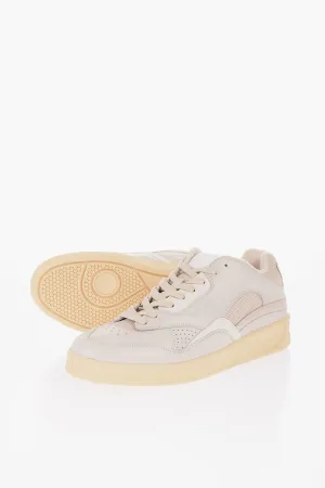 Jil Sander Lace-Up Dragon Leather Sneakers With Rubber Sole