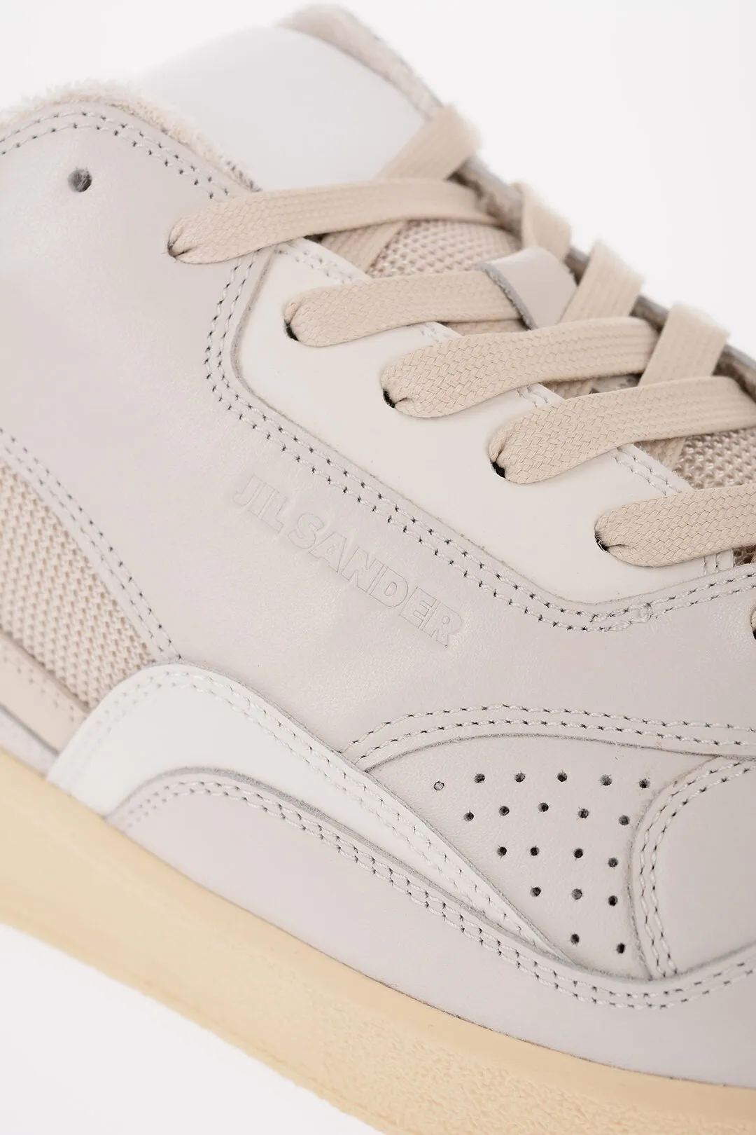 Jil Sander Lace-Up Dragon Leather Sneakers With Rubber Sole