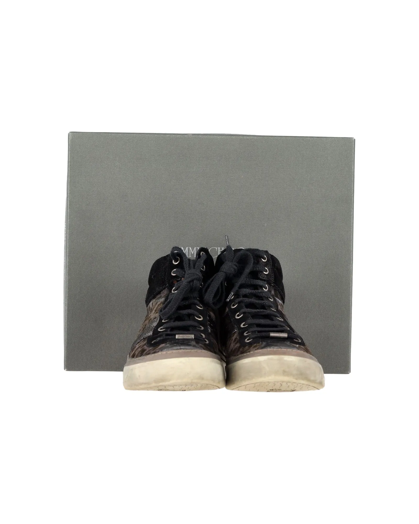 Jimmy Choo Belgravia High-Top Sneakers in Animal Print Suede