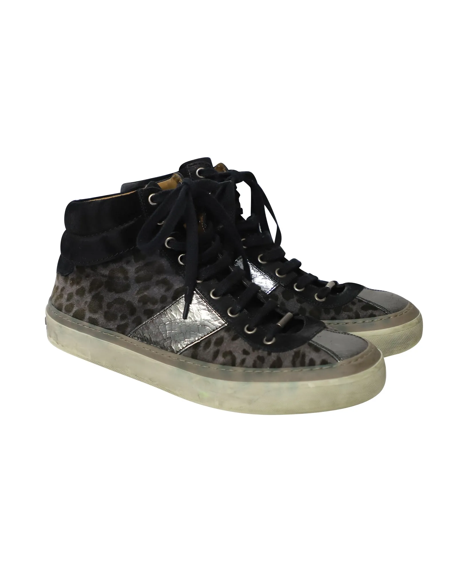 Jimmy Choo Belgravia Leopard High Top Trainers in Multicolor Leather