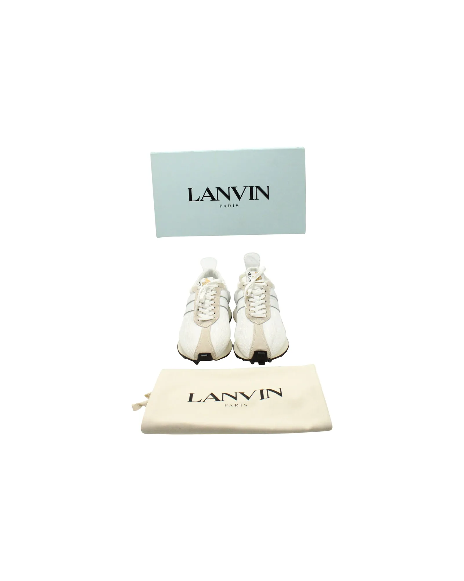 Lanvin Bumper Running Sneakers in Cream Polyester