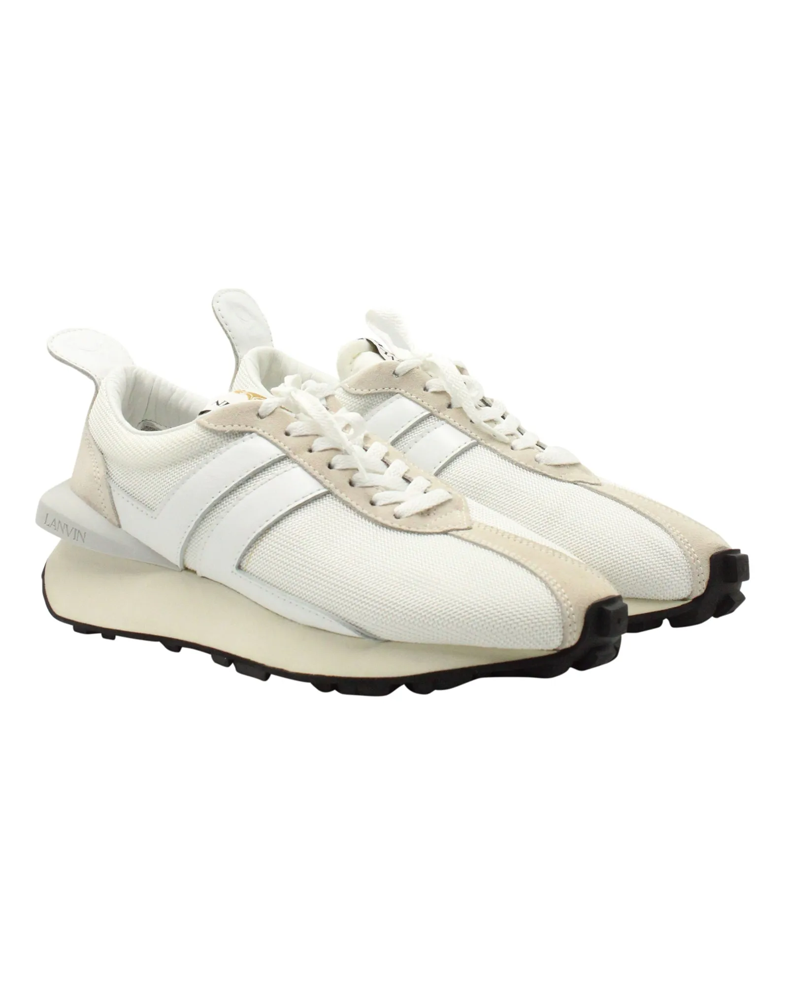 Lanvin Bumper Running Sneakers in Cream Polyester