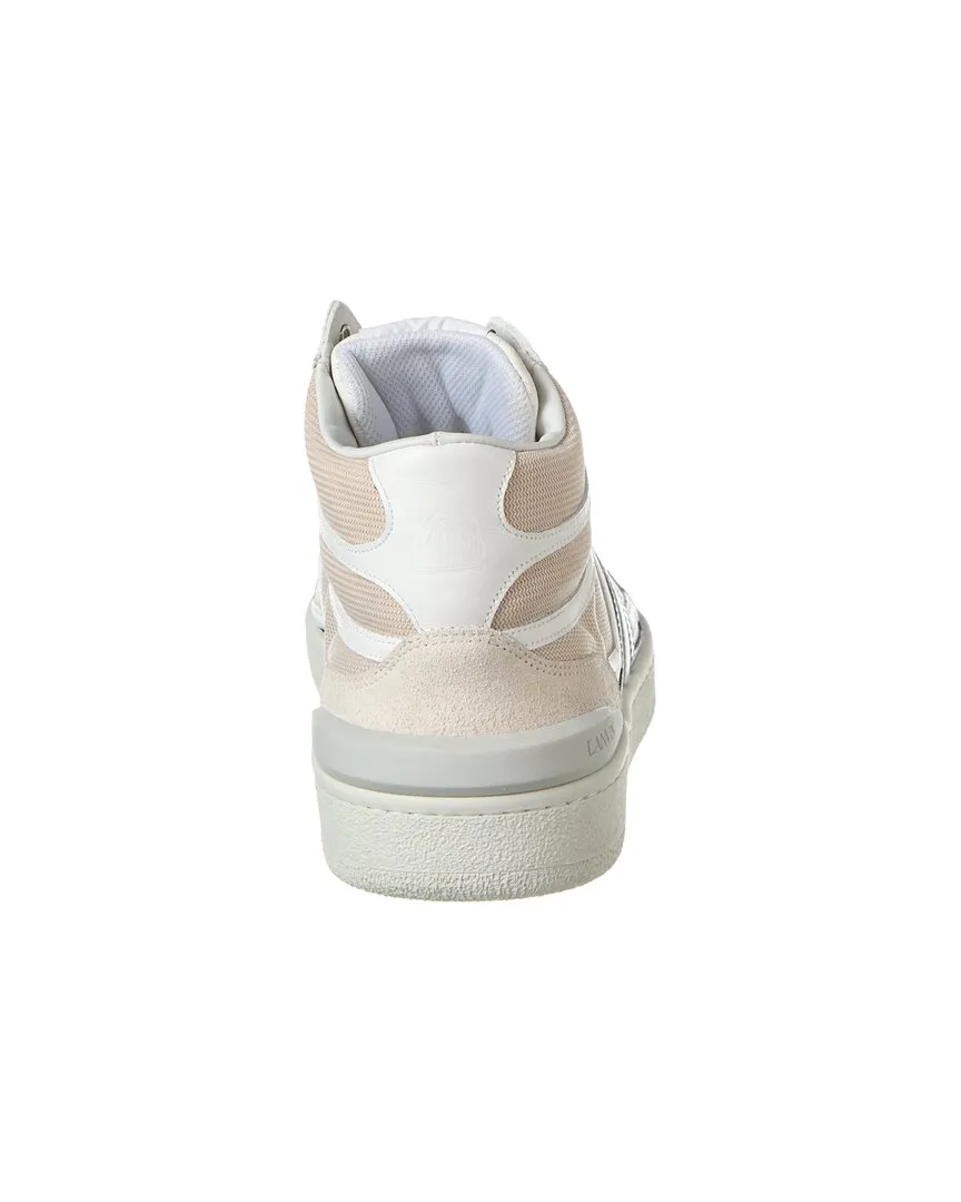 LANVIN Clay Leather & Mesh High-Top Sneaker