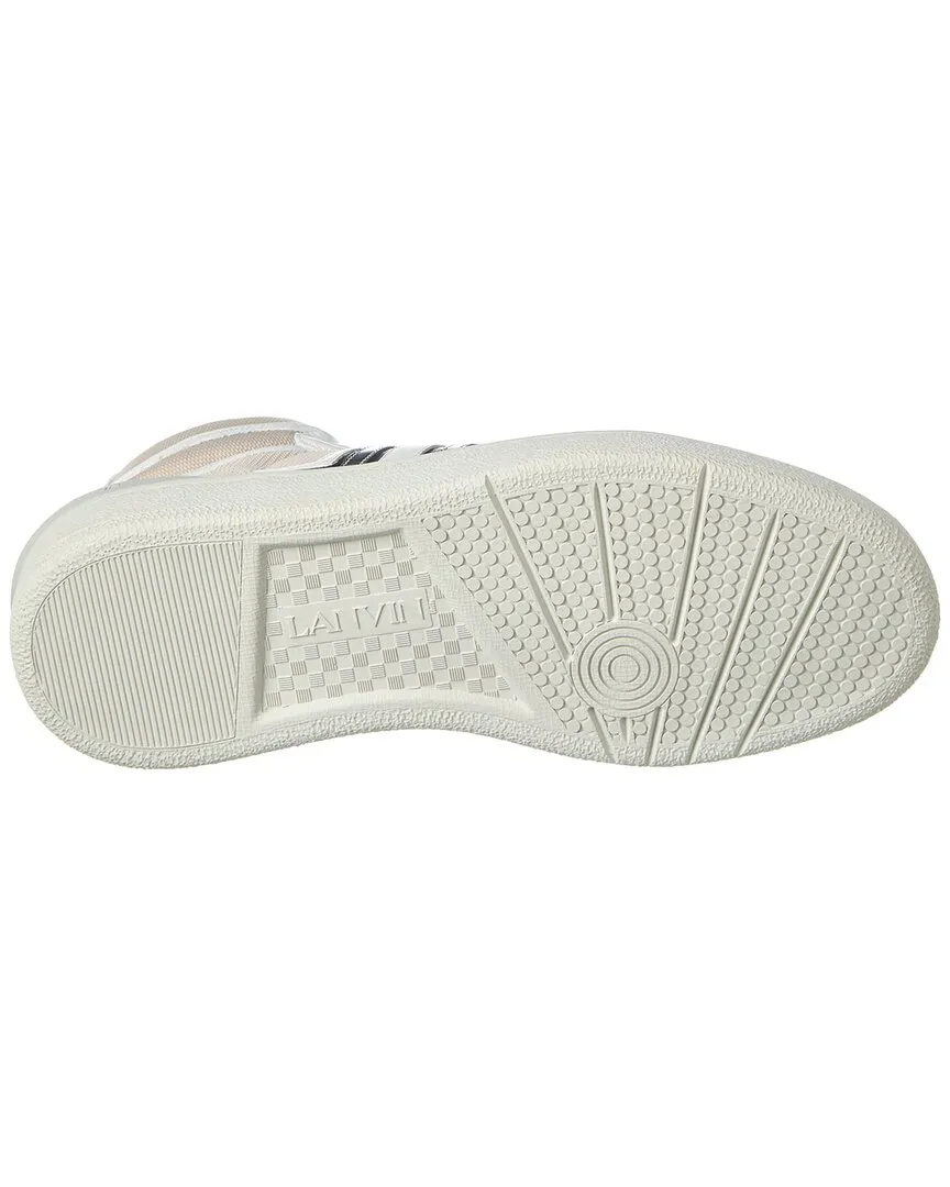 LANVIN Clay Leather & Mesh High-Top Sneaker
