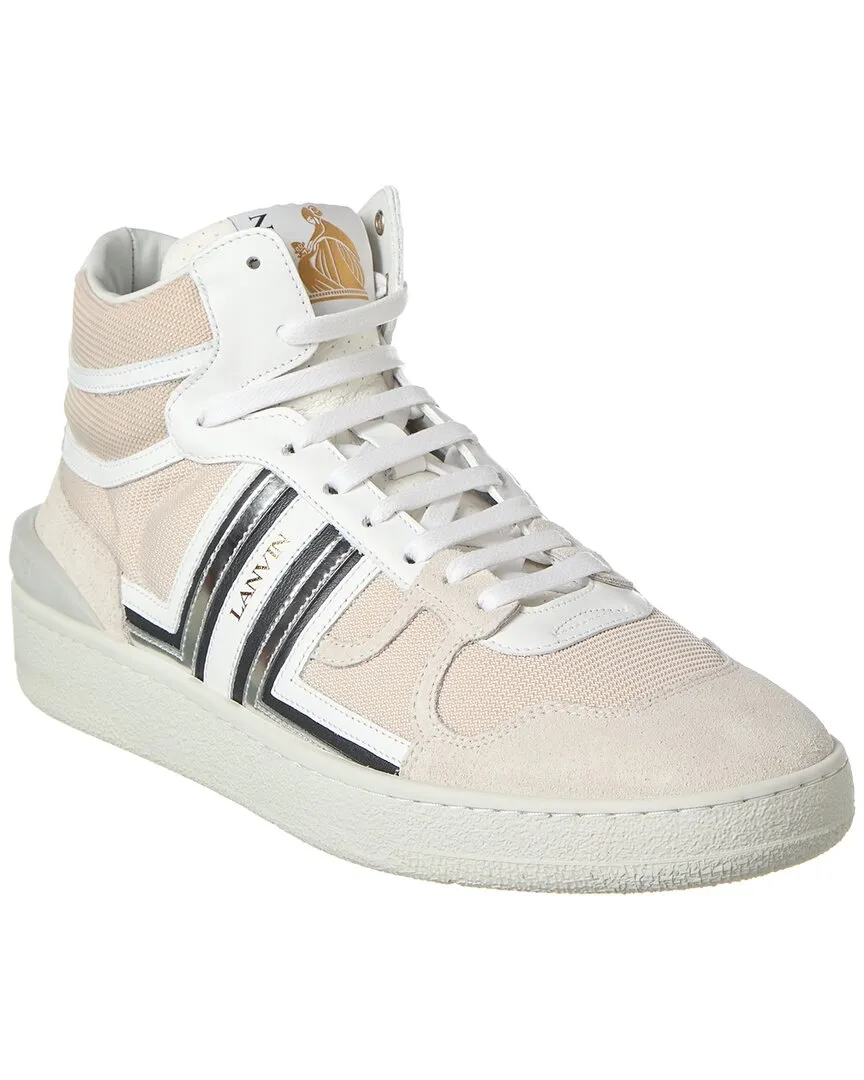 LANVIN Clay Leather & Mesh High-Top Sneaker