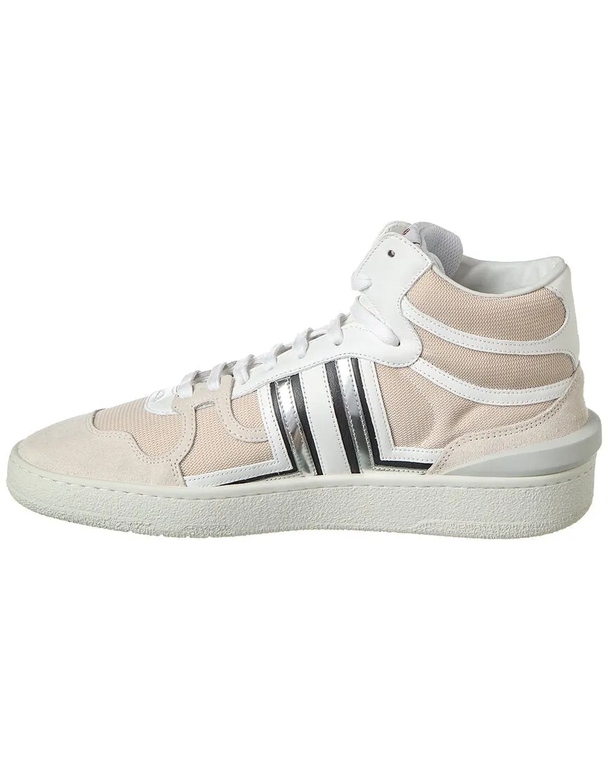 LANVIN Clay Leather & Mesh High-Top Sneaker