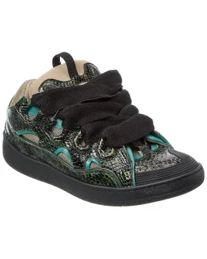 LANVIN Curb Snake-Embossed Leather Sneaker
