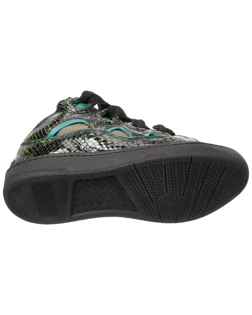 LANVIN Curb Snake-Embossed Leather Sneaker