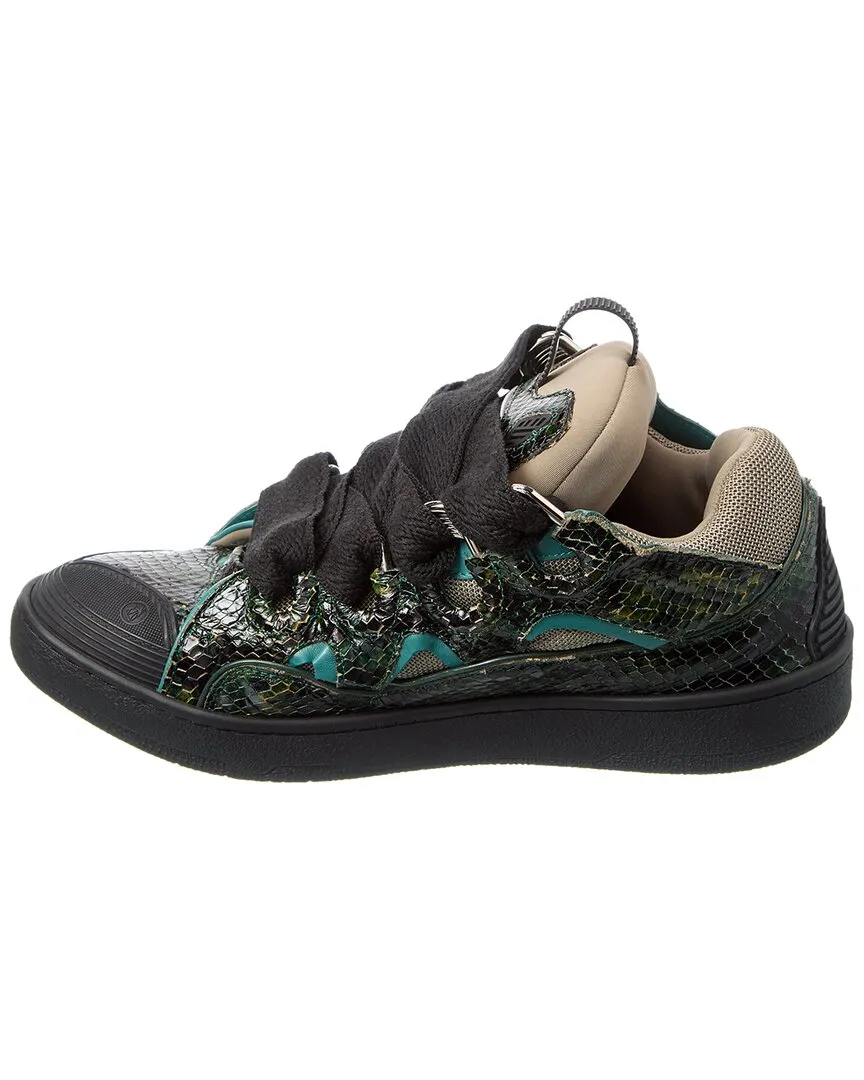 LANVIN Curb Snake-Embossed Leather Sneaker