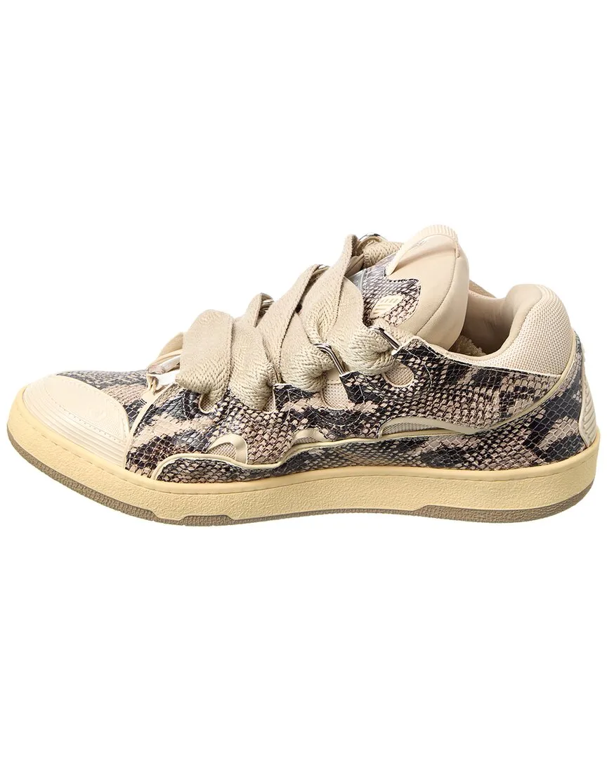 LANVIN Curb Snake-Embossed Leather Sneaker