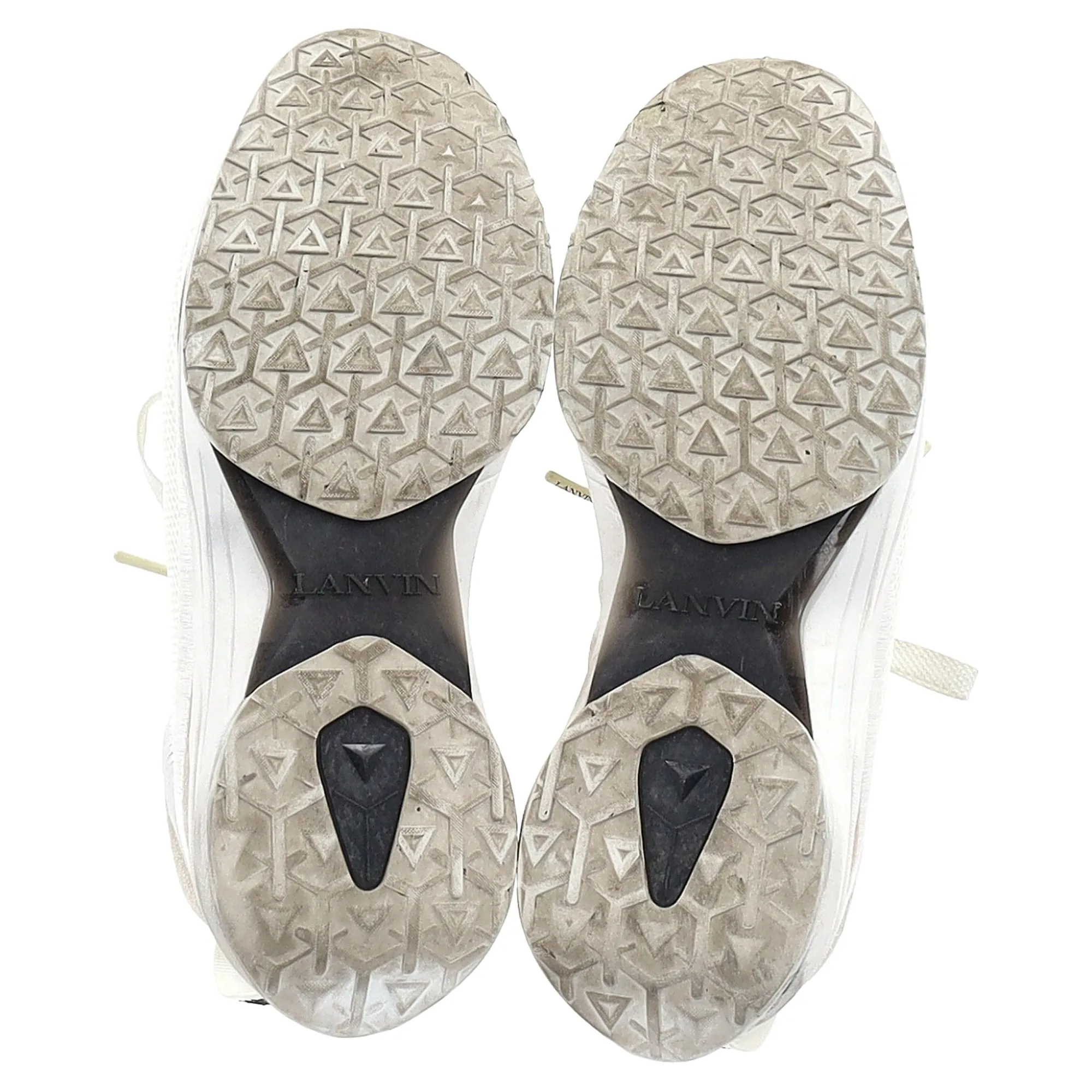 Lanvin L-I Lace-Up Sneakers in White Mesh