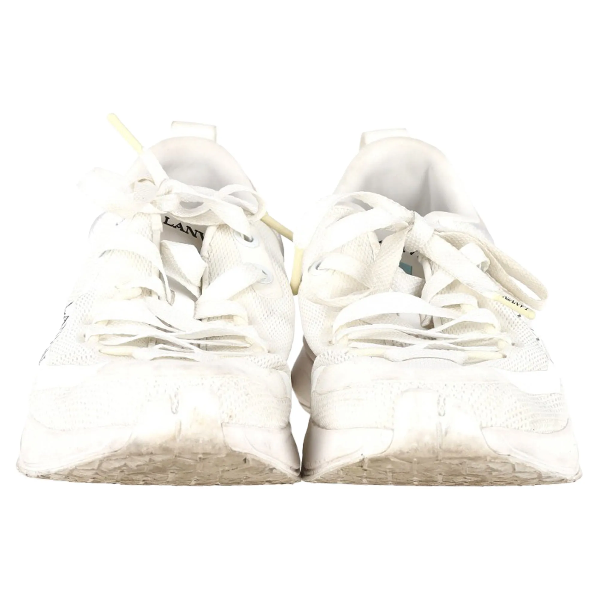 Lanvin L-I Lace-Up Sneakers in White Mesh