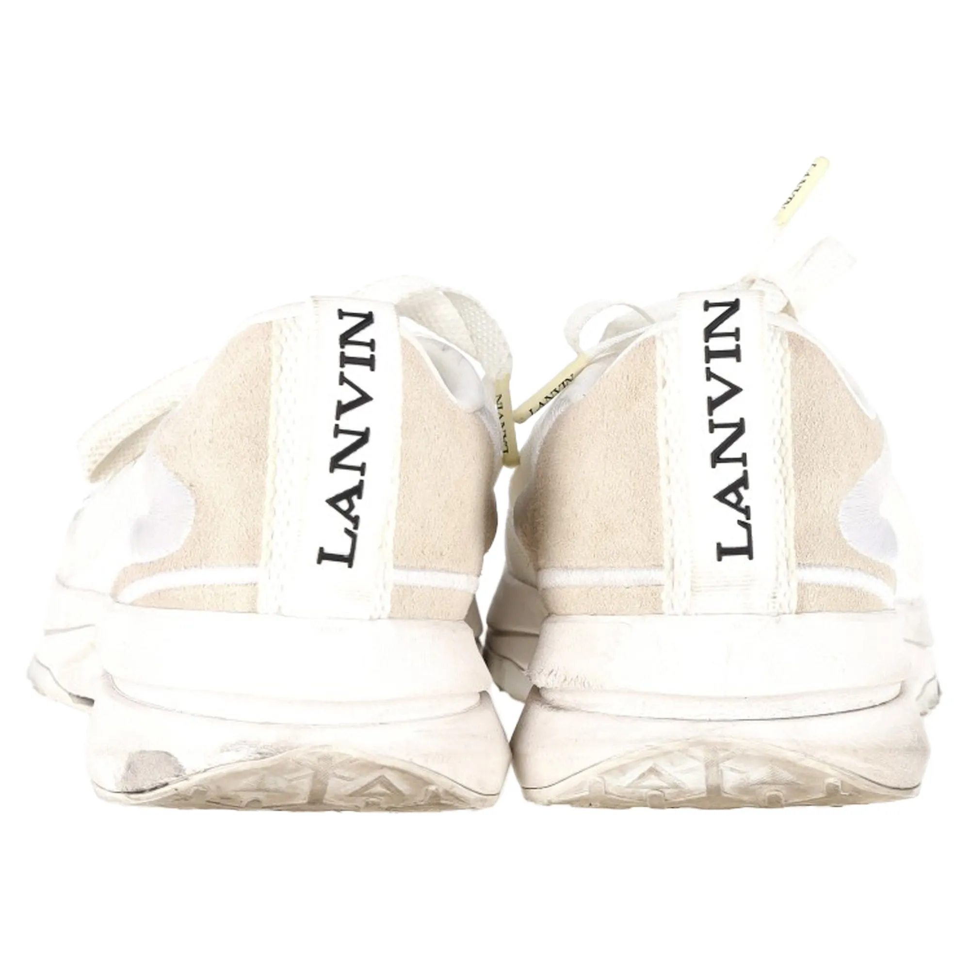 Lanvin L-I Lace-Up Sneakers in White Mesh