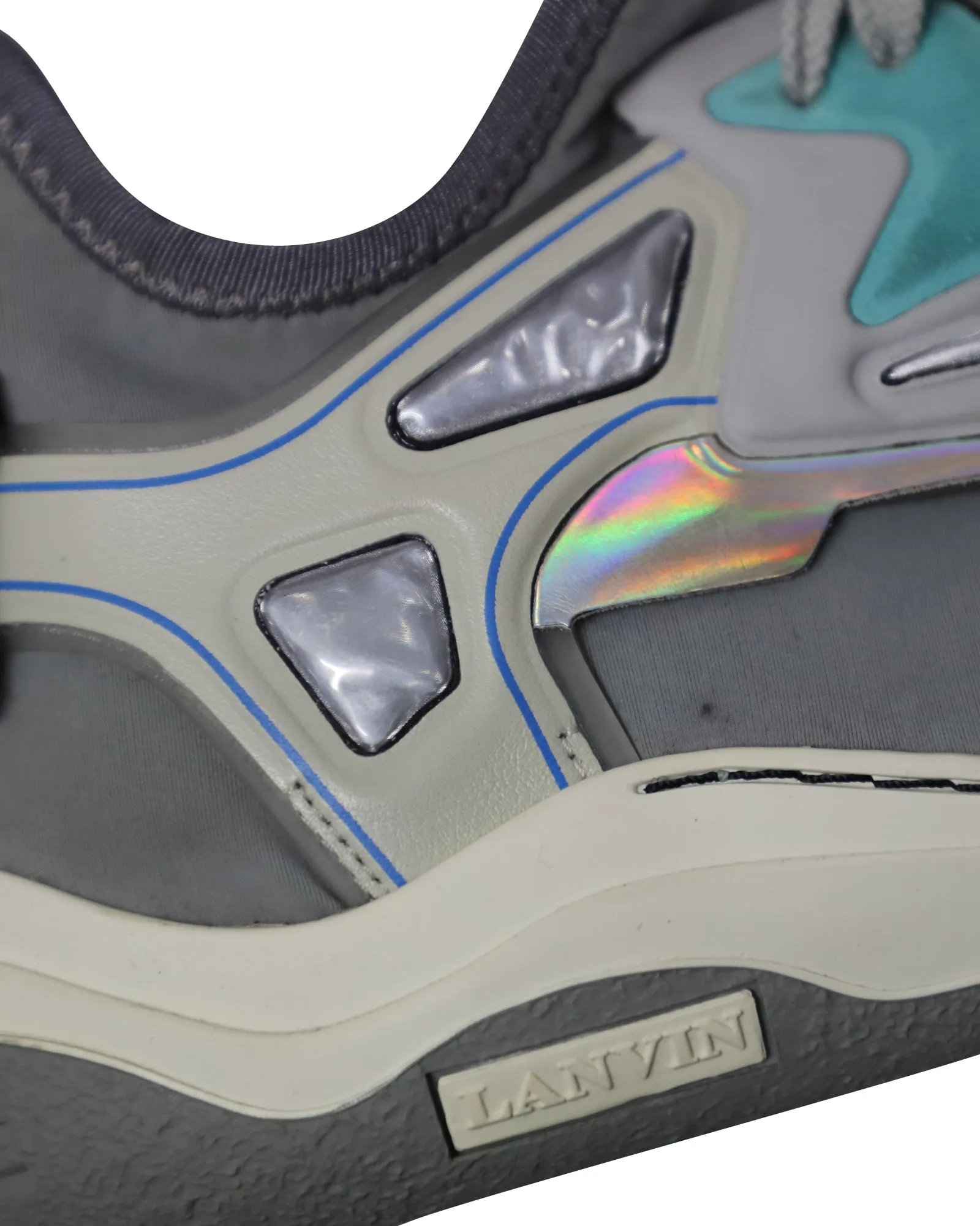 Lanvin Mid Top Neoprene Diving Sneaker in Grey Nubuck Calfskin Leather