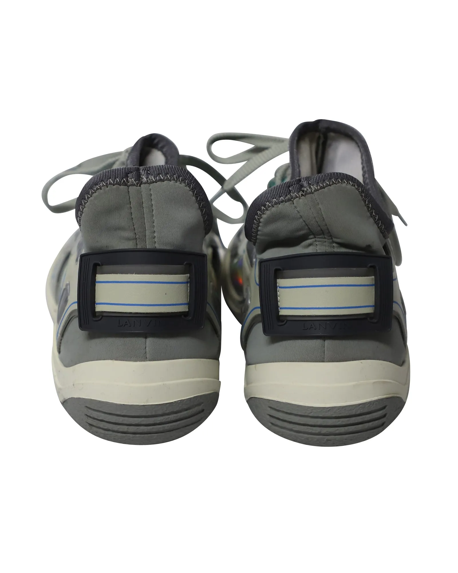 Lanvin Mid Top Neoprene Diving Sneaker in Grey Nubuck Calfskin Leather