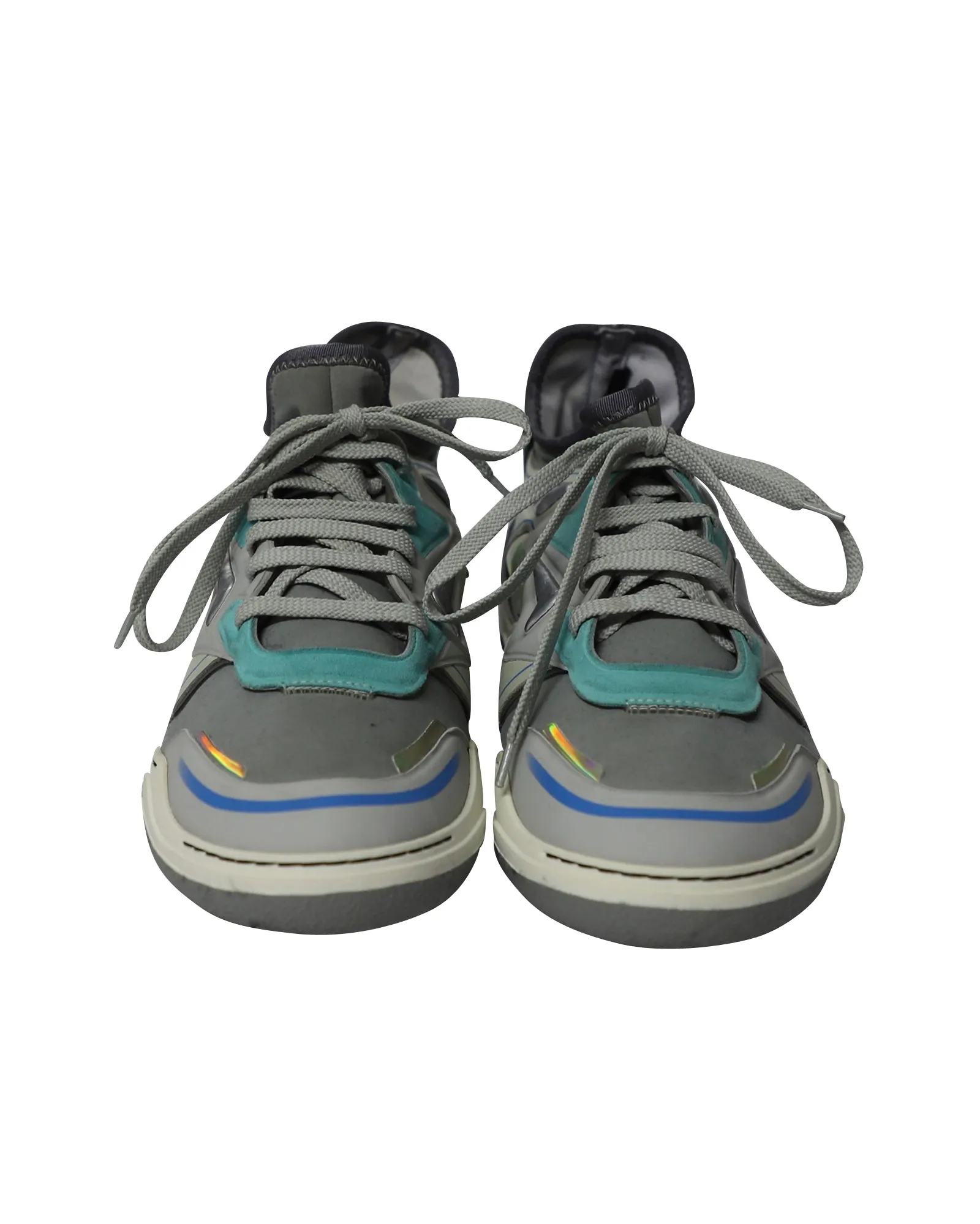 Lanvin Mid Top Neoprene Diving Sneaker in Grey Nubuck Calfskin Leather