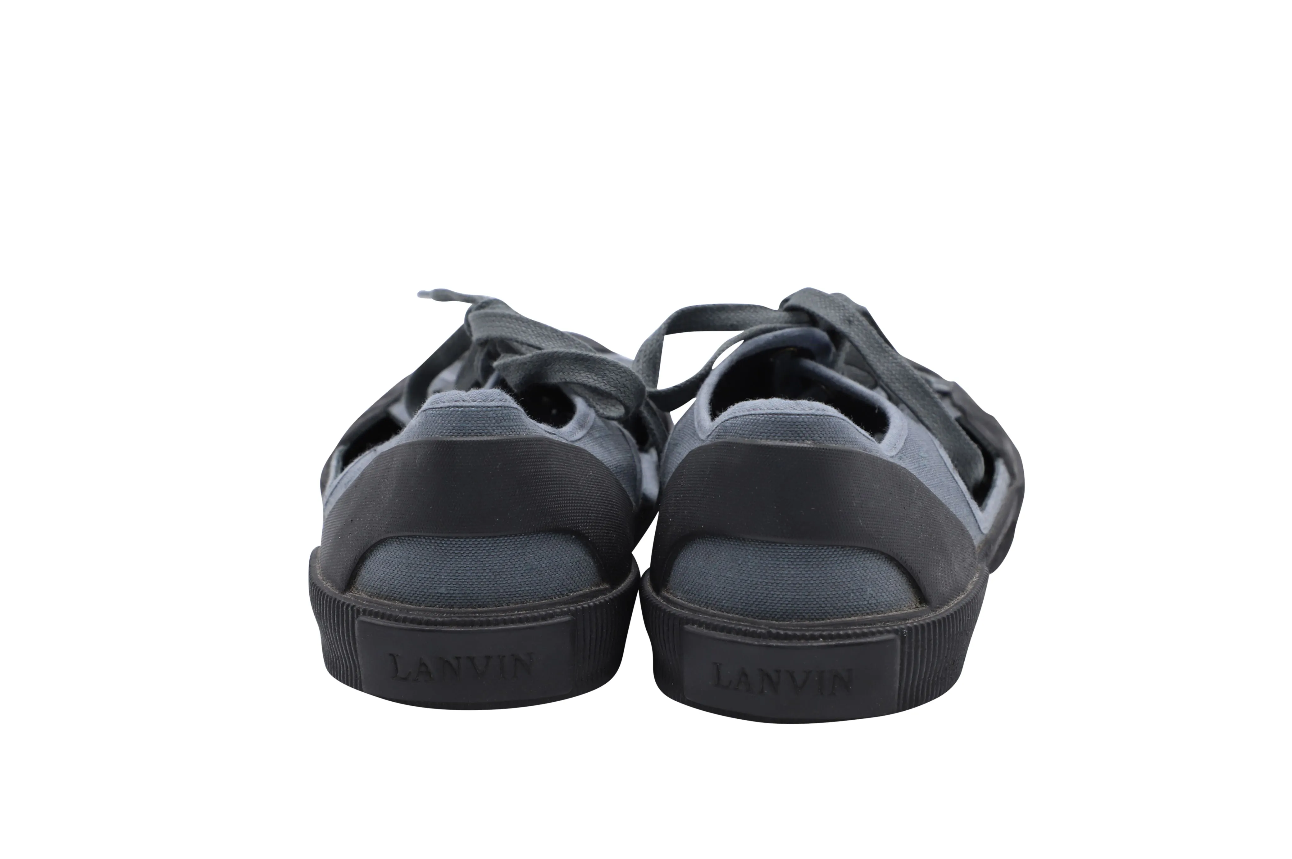 Lanvin Open Low-top Sneakers in Grey Canvas