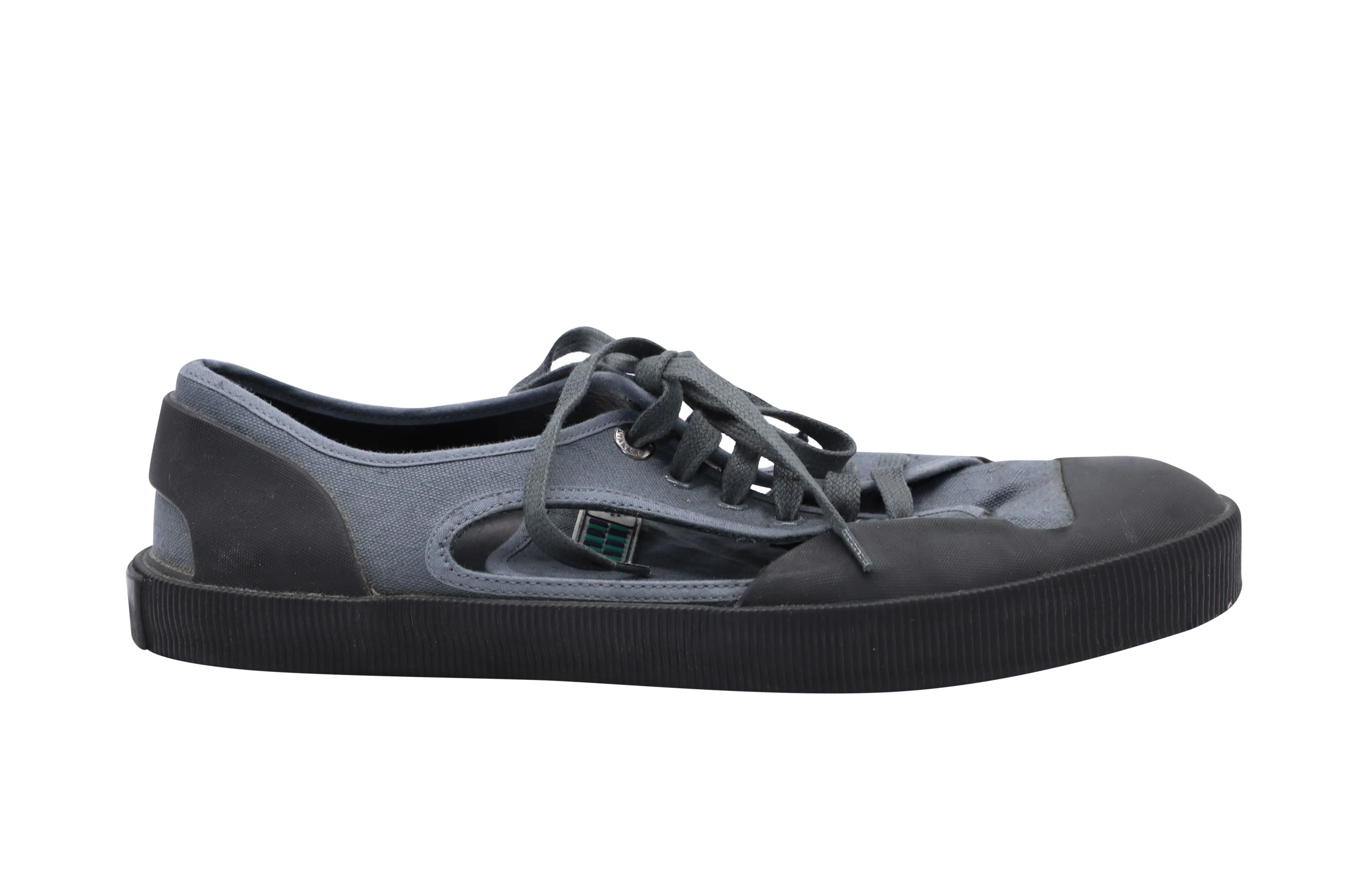 Lanvin Open Low-top Sneakers in Grey Canvas