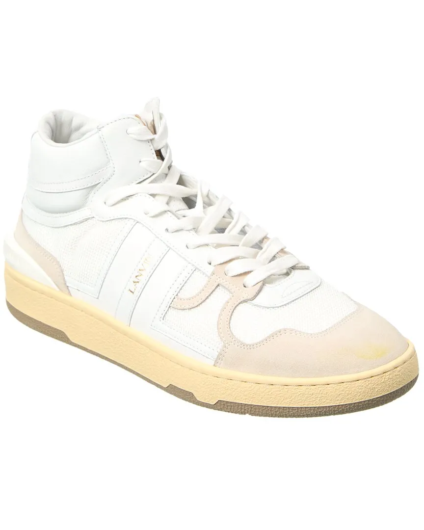 LANVIN Tennis Leather & Mesh High-Top Sneaker