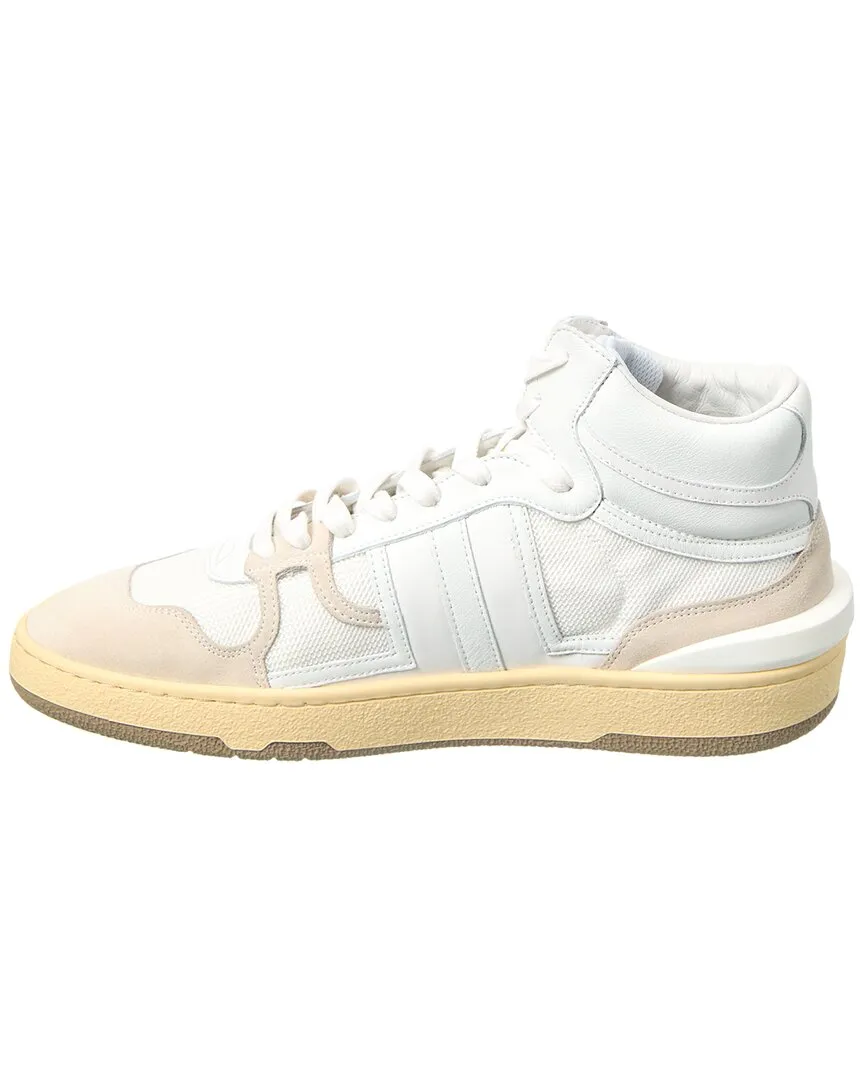 LANVIN Tennis Leather & Mesh High-Top Sneaker