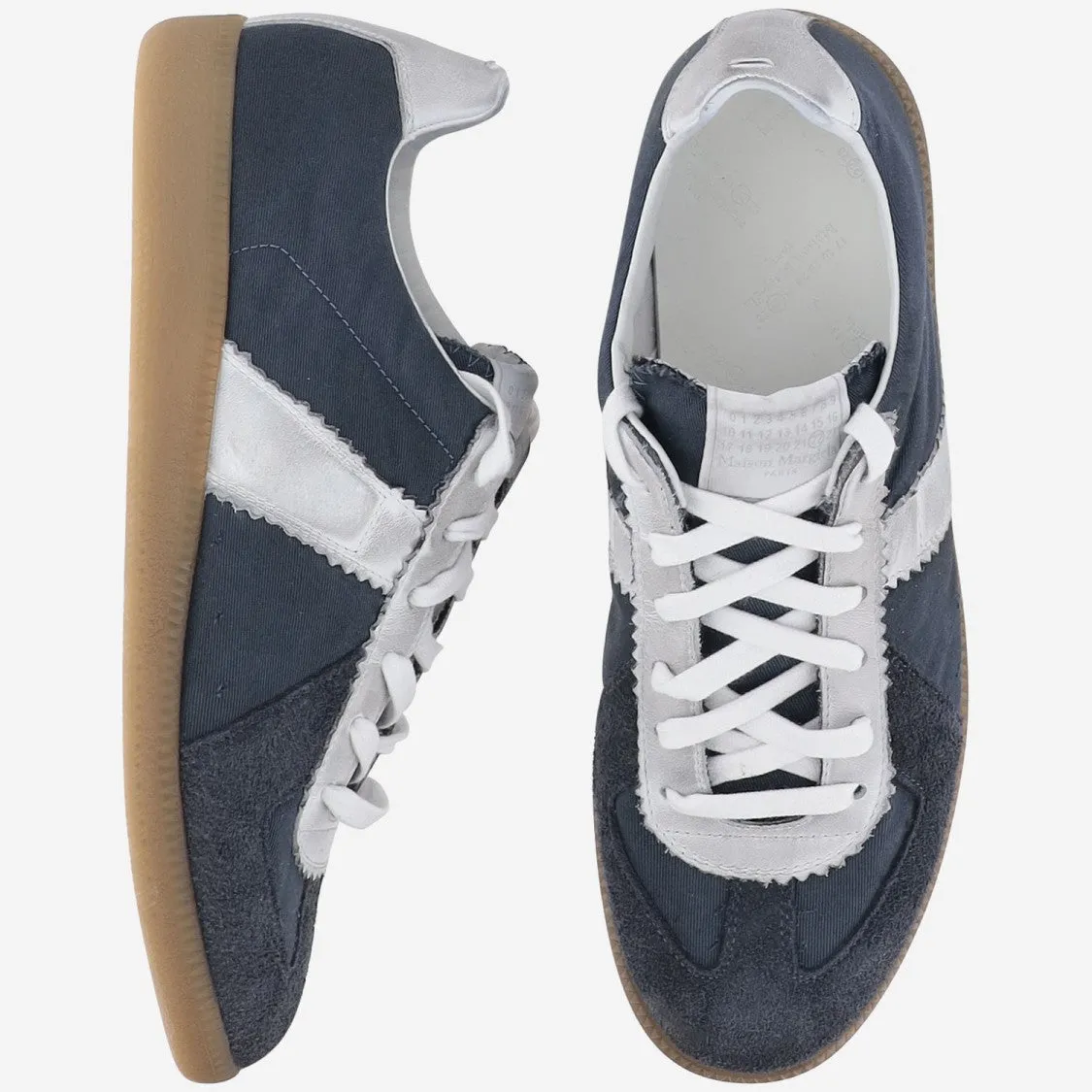 Leather Sneakers With Inset Design And Iconic Logo