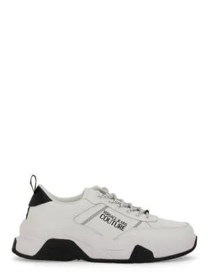 Leather Sneakers With Textured Finish And Metallic Accents