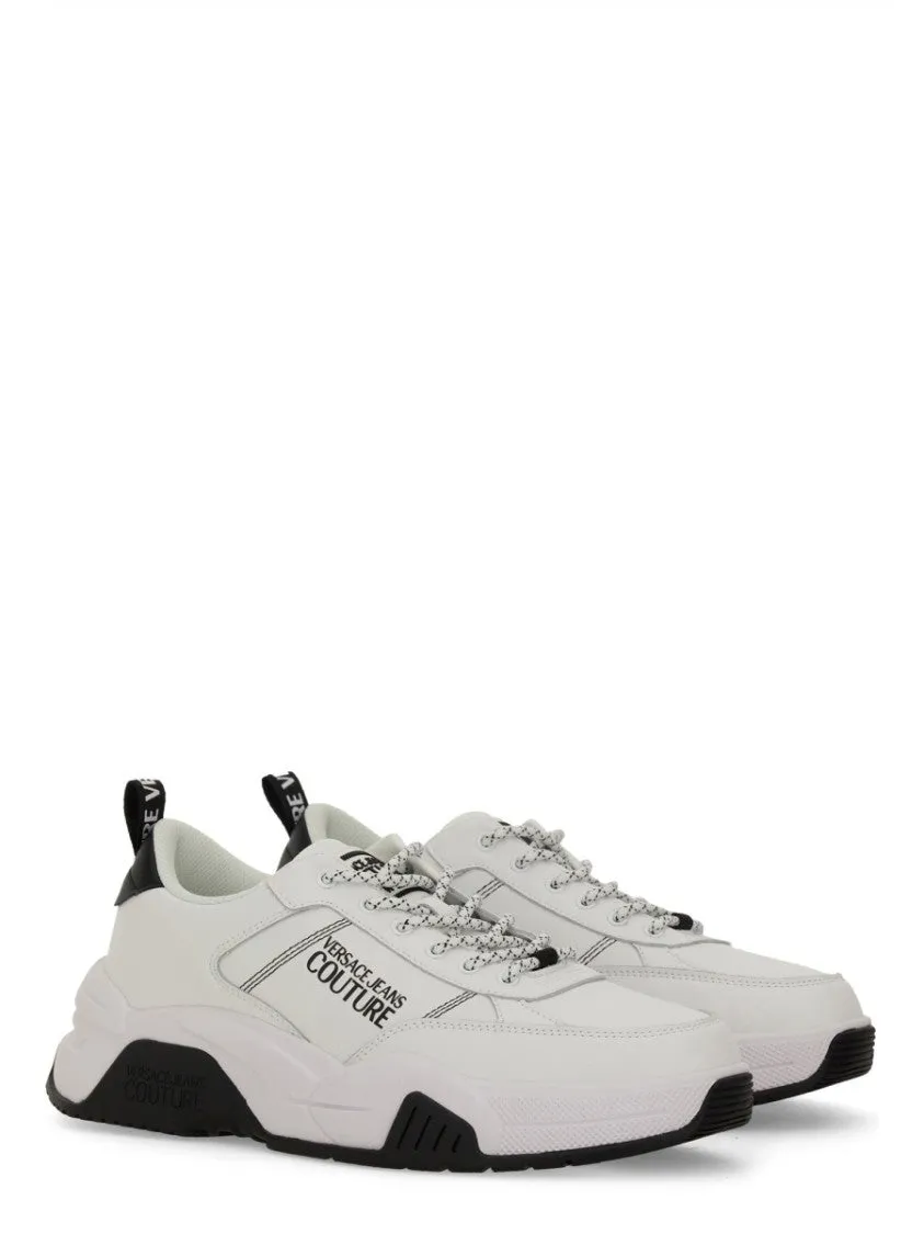 Leather Sneakers With Textured Finish And Metallic Accents