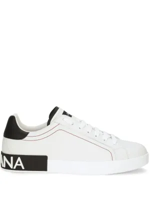 Logo Patch White Calf Leather Sneakers