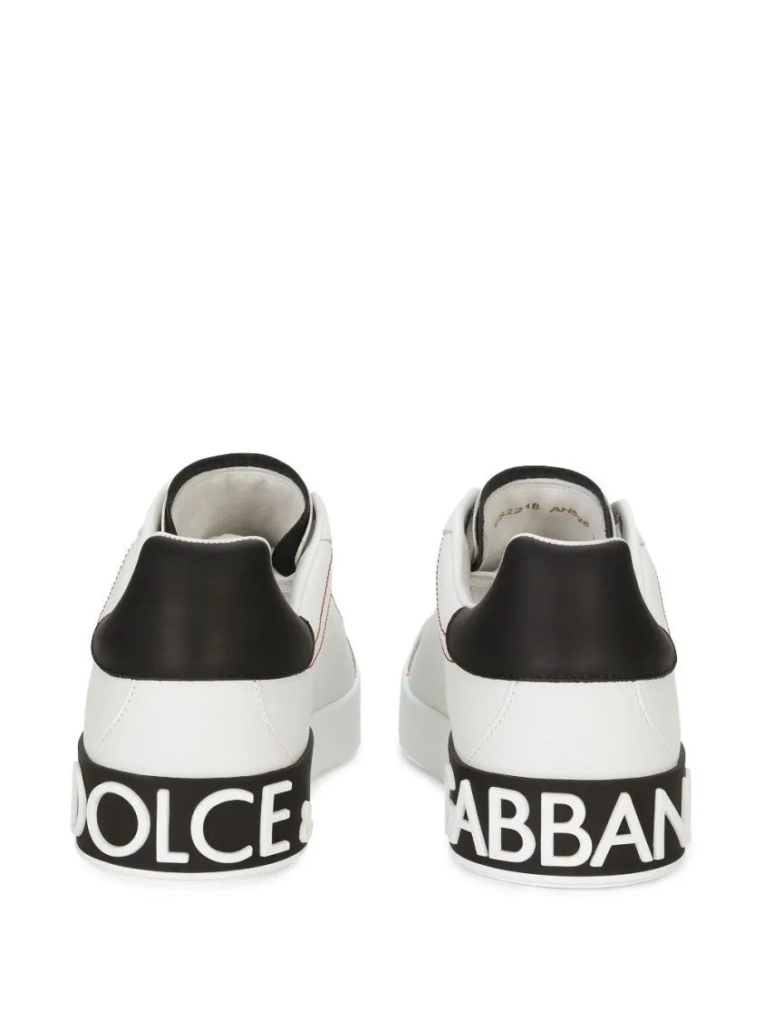 Logo Patch White Calf Leather Sneakers