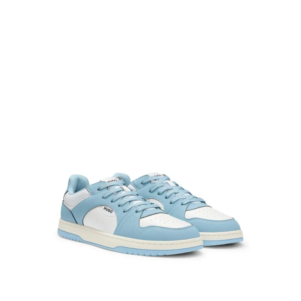 Low-top trainers with faux leather