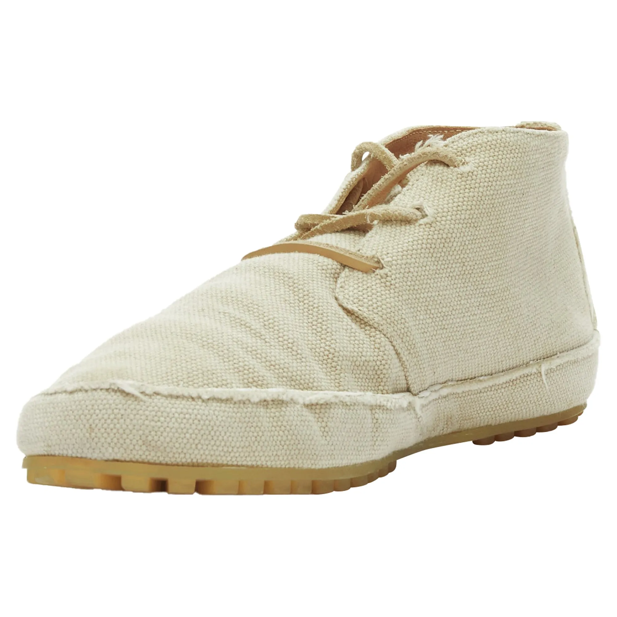 Maison Margiela Canvas Leather Lace Up Espadrille Boots
