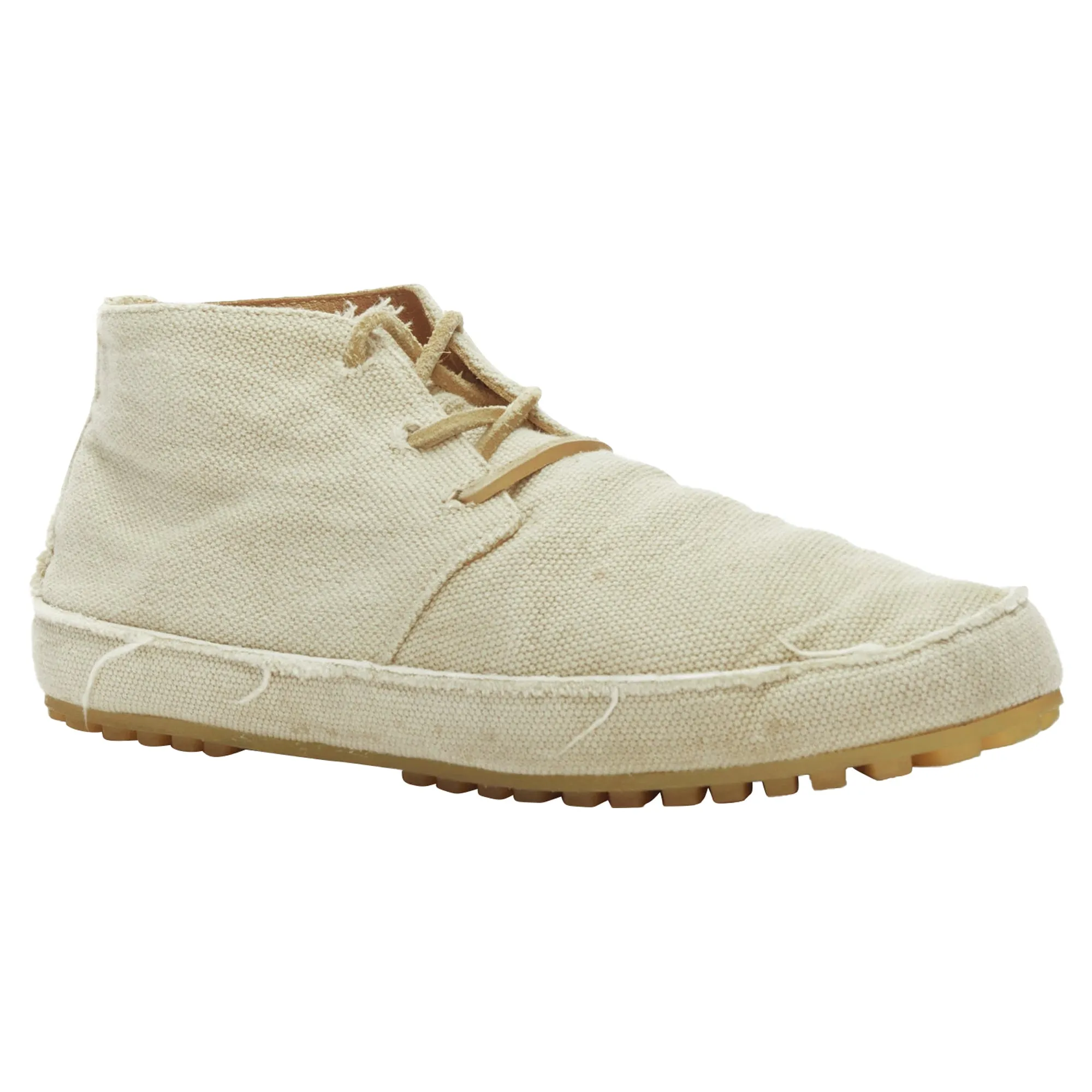 Maison Margiela Canvas Leather Lace Up Espadrille Boots