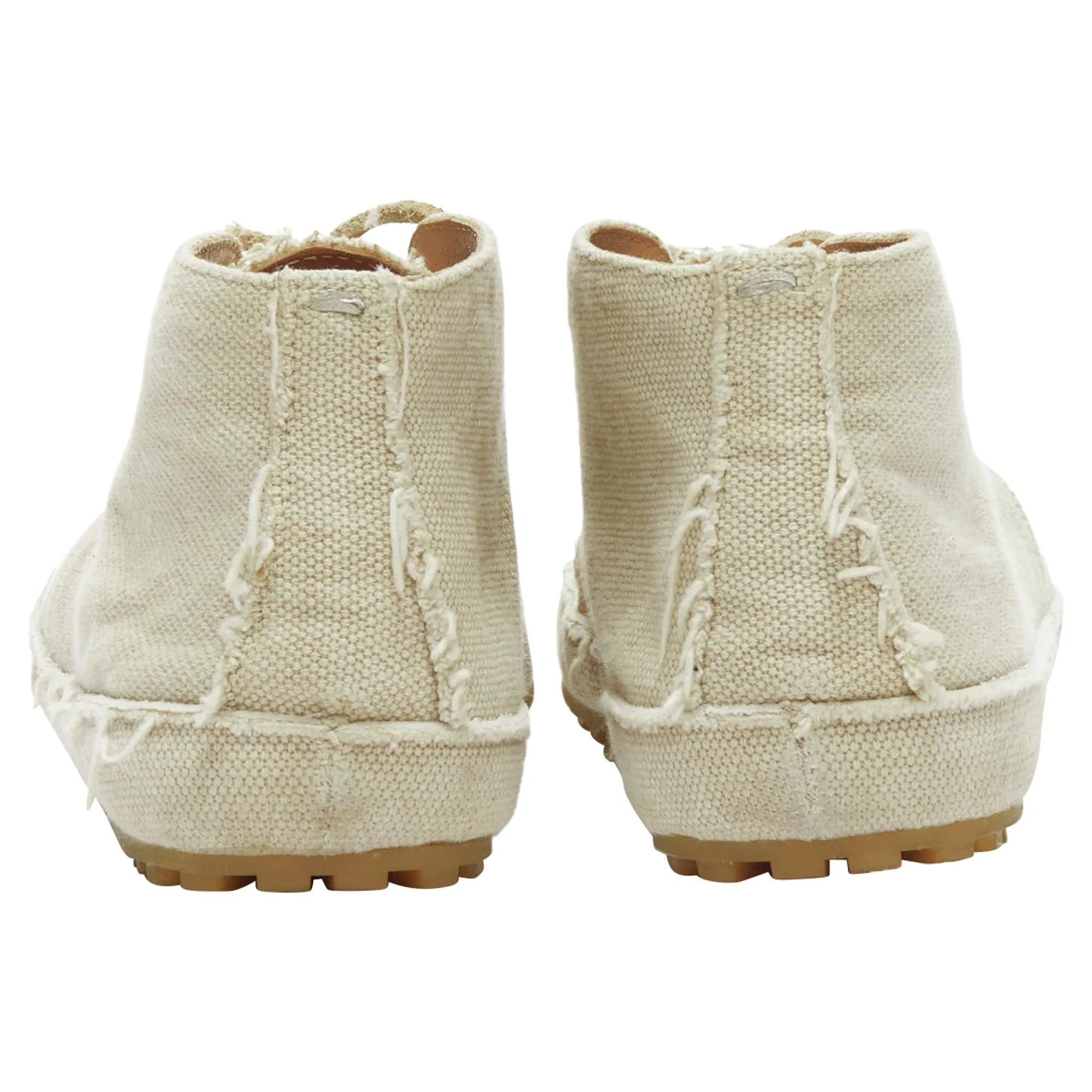Maison Margiela Canvas Leather Lace Up Espadrille Boots