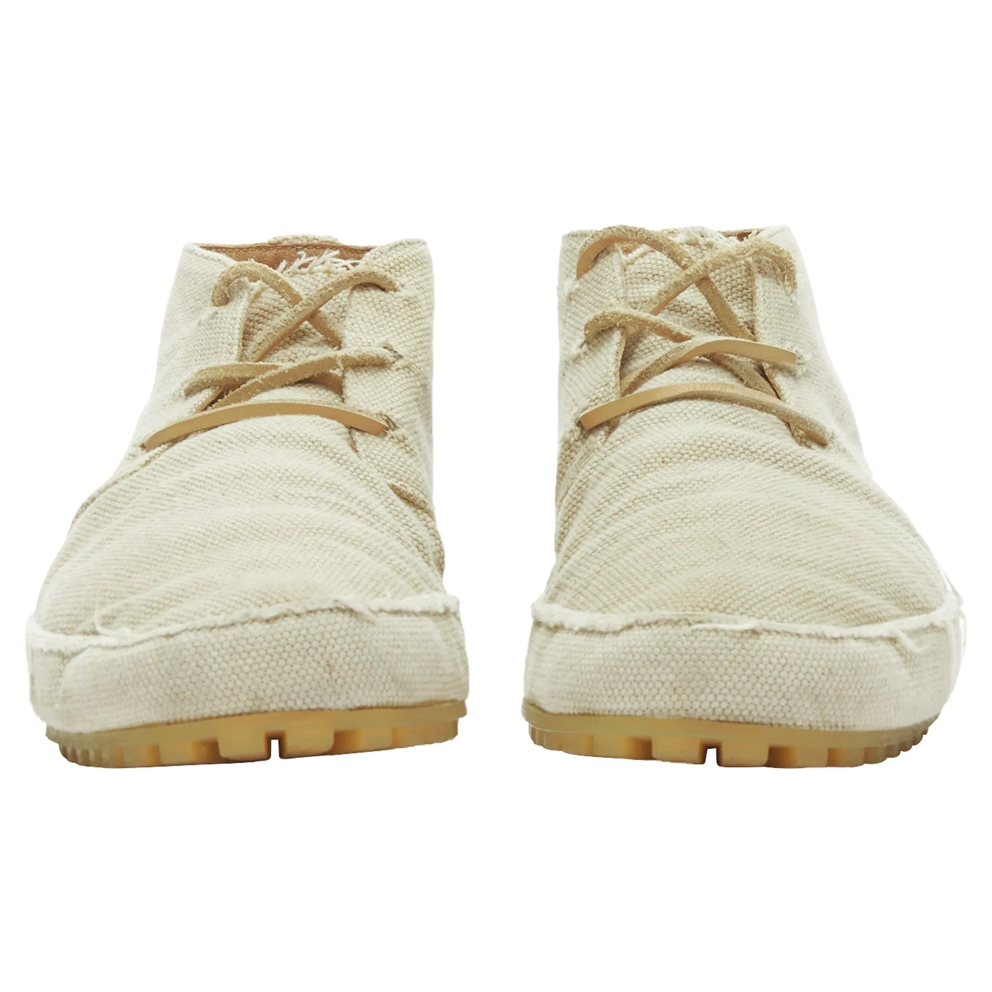 Maison Margiela Canvas Leather Lace Up Espadrille Boots