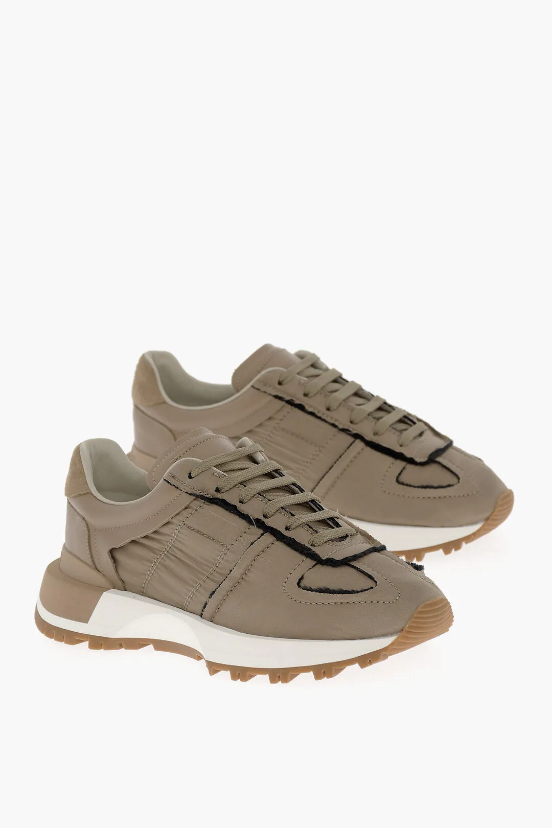 Maison Margiela Mm22 Lace-Up Sneakers With Fringed Detail