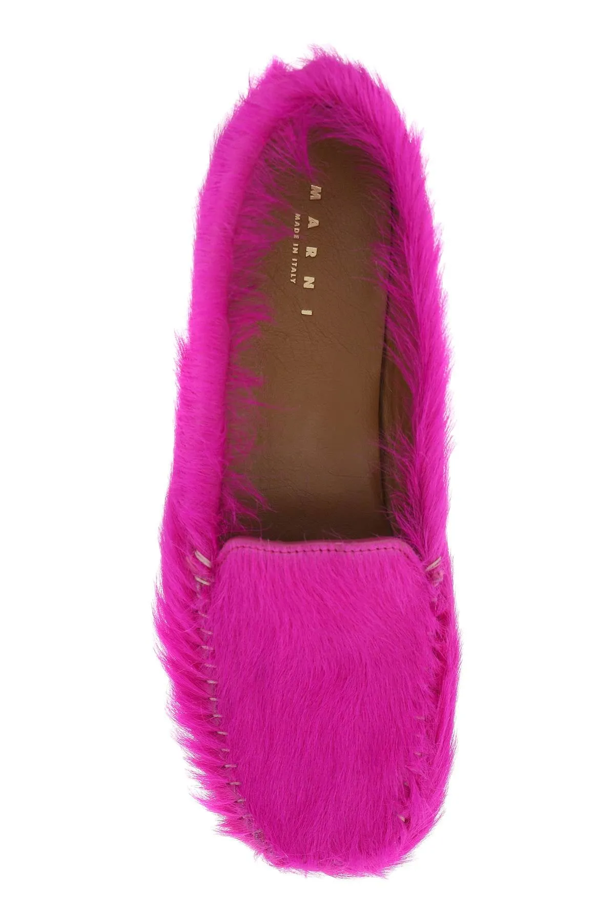 Marni Men's Long-Hai Leather Moccasins In