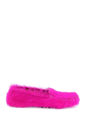 Marni Men's Long-Hai Leather Moccasins In