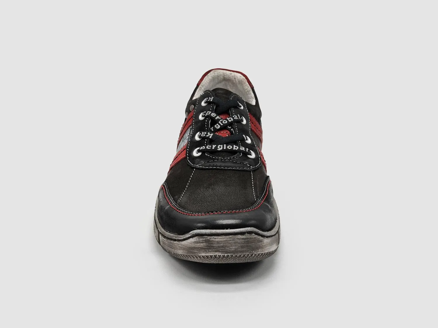 Men's Comfort Leather Shoes In Black/red