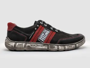 Men's Comfort Leather Shoes In Black/red