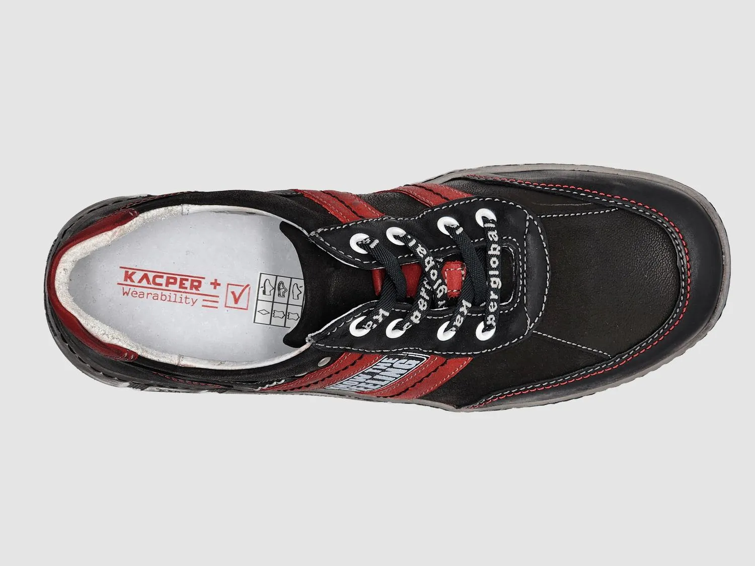 Men's Comfort Leather Shoes In Black/red