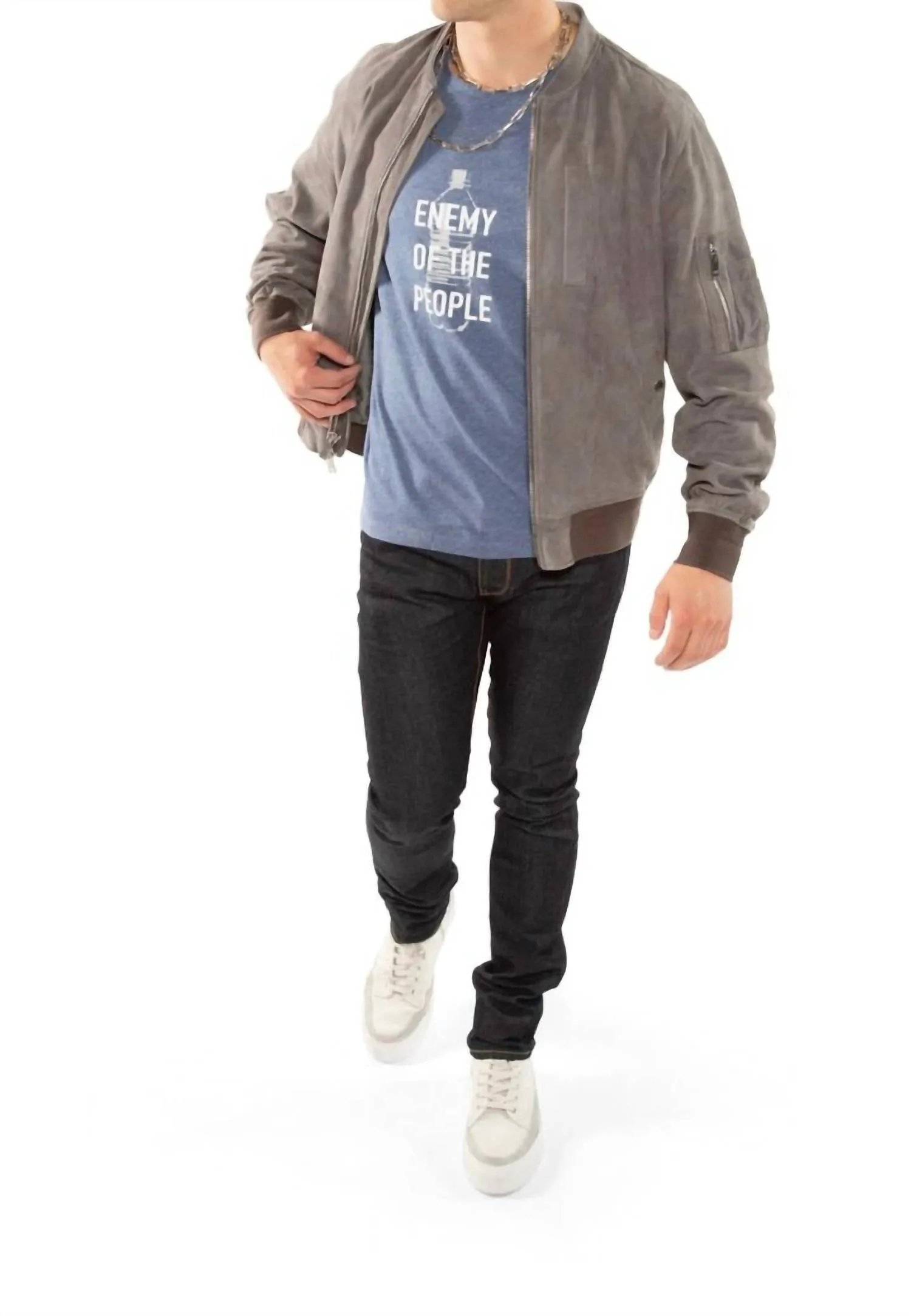 Men's Hi Top Derby Suede And Leather Sneaker In White