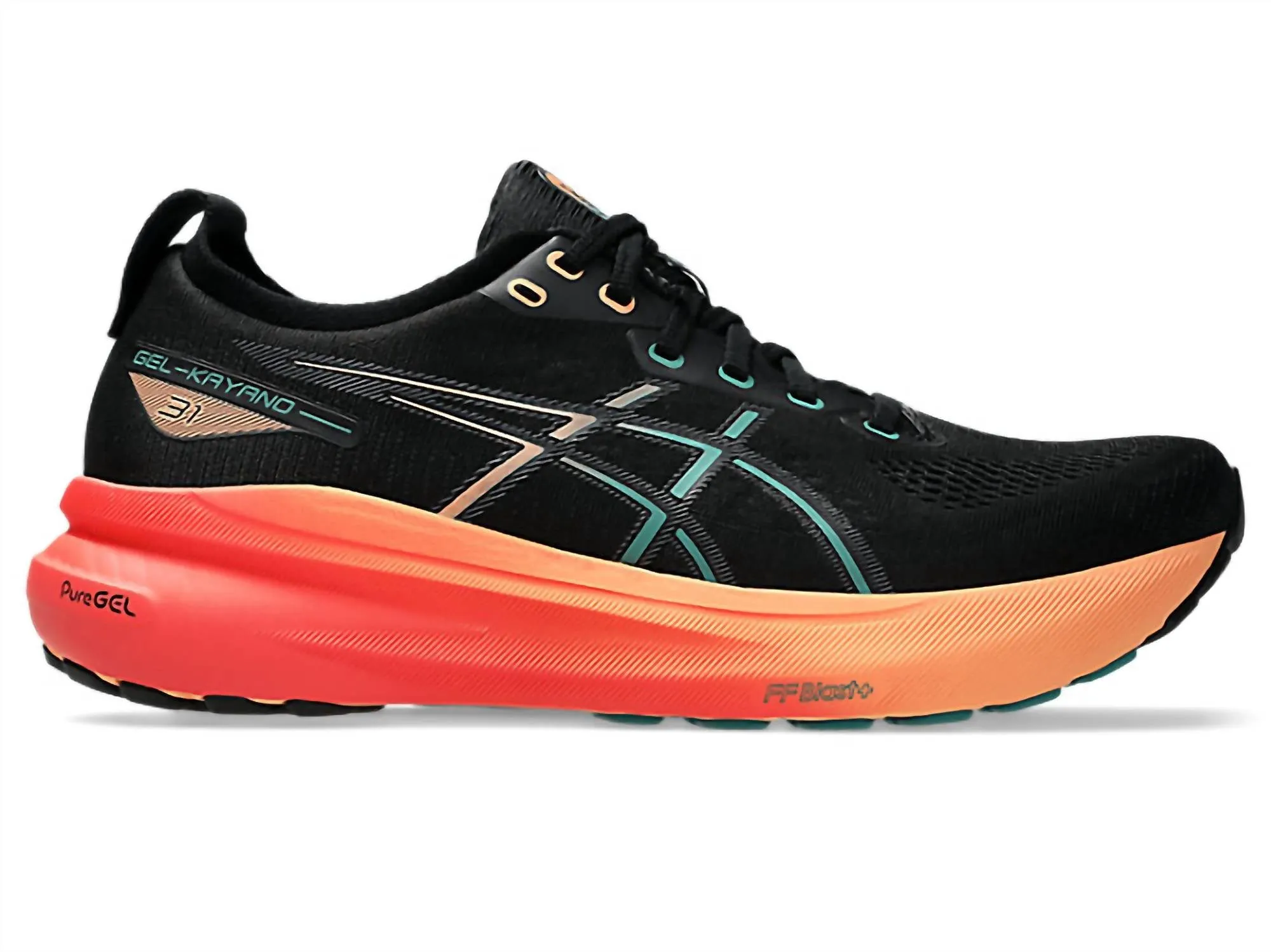 Men's Kayano 31 Running Shoes In Black/rainy Lake
