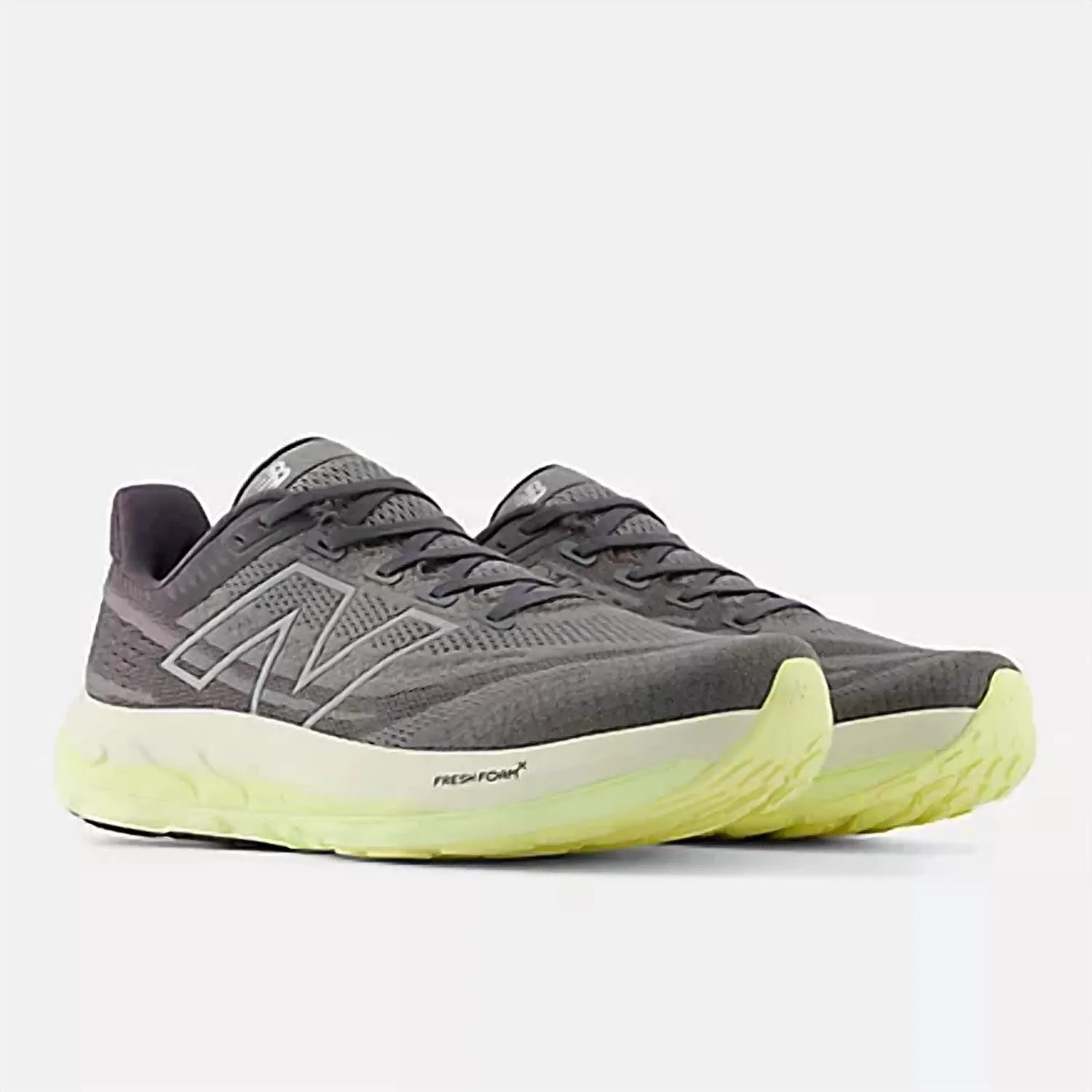 Men's Vongo V6 Running Sneakers In Harbor Grey With Limelight And Silver Metallic