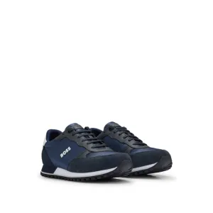 Mixed-material trainers with faux-leather trims