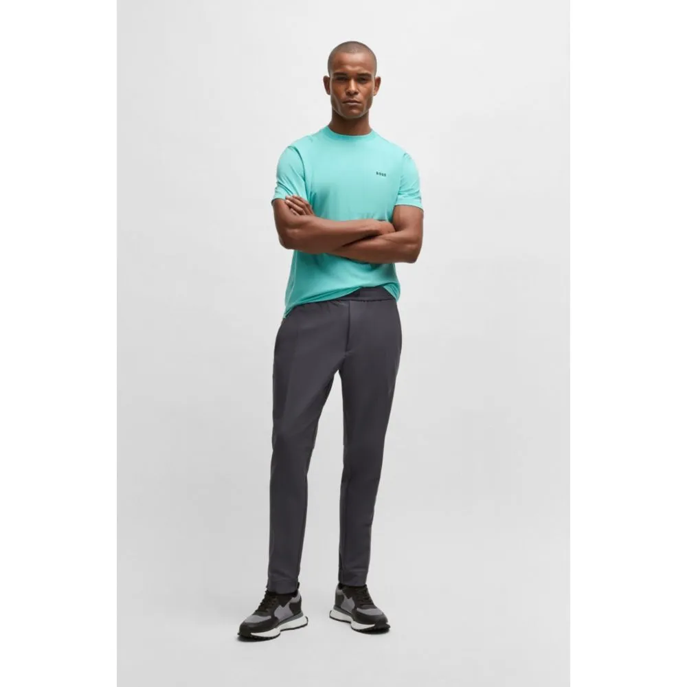 Mixed-material trainers with mesh details and branding