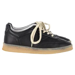MM6 Maison Margiela Panelled Lace-Up Sneakers in Black Leather